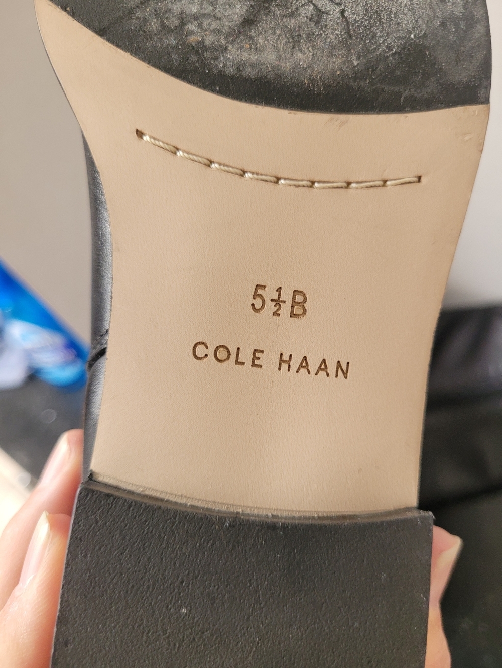 Cole Haan Tall Two-Tone Leather Riding Boots with Gold Detail - Picture 9 of 9